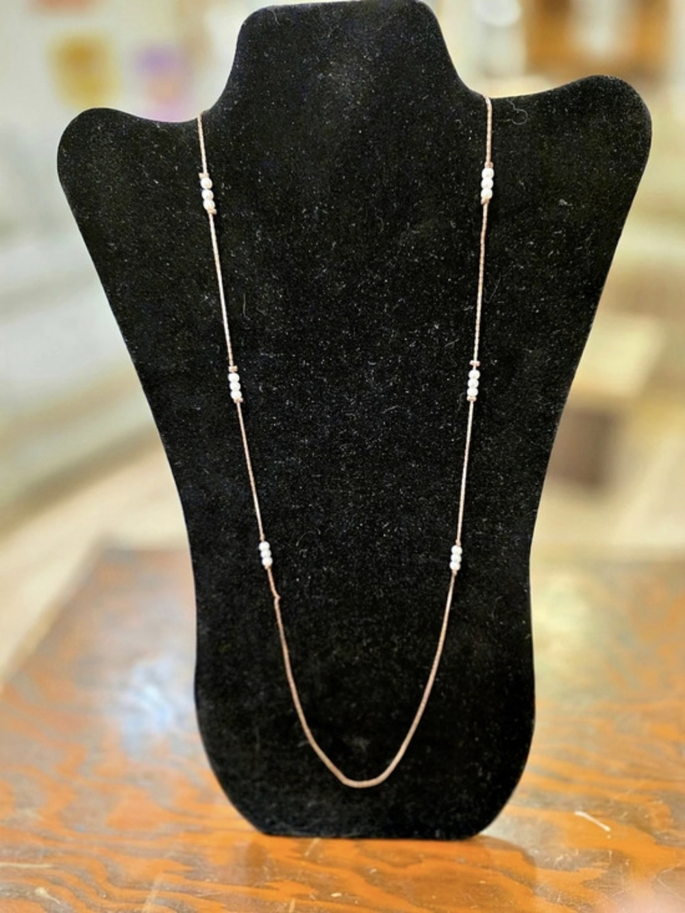 Vintage Station Pearl Bead Necklace